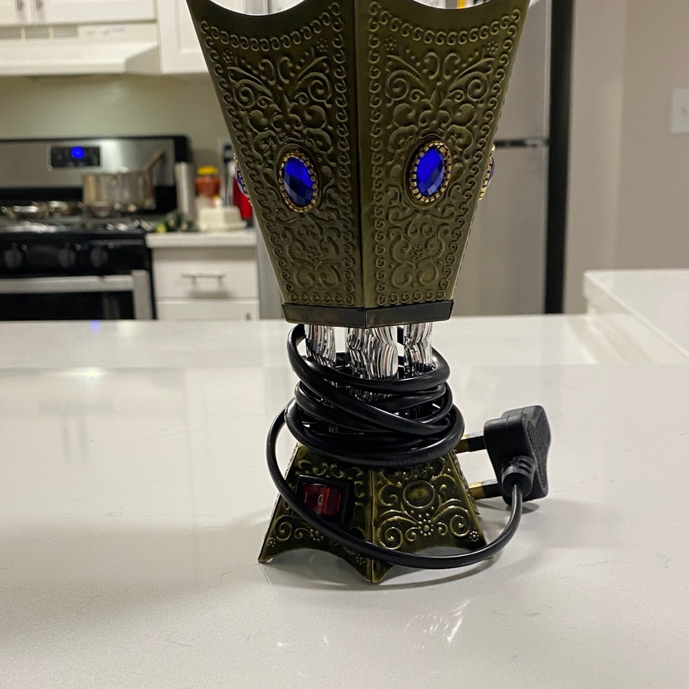 Ornate Lamp Base with Blue Accents